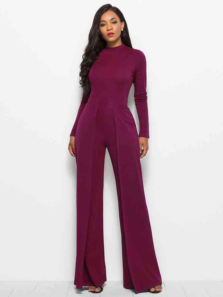 Long Sleeve Mock Neck Jumpsuit