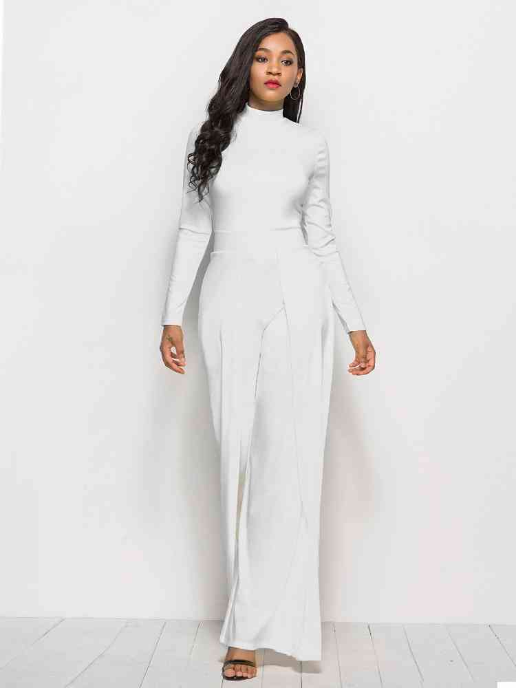 Long Sleeve Mock Neck Jumpsuit