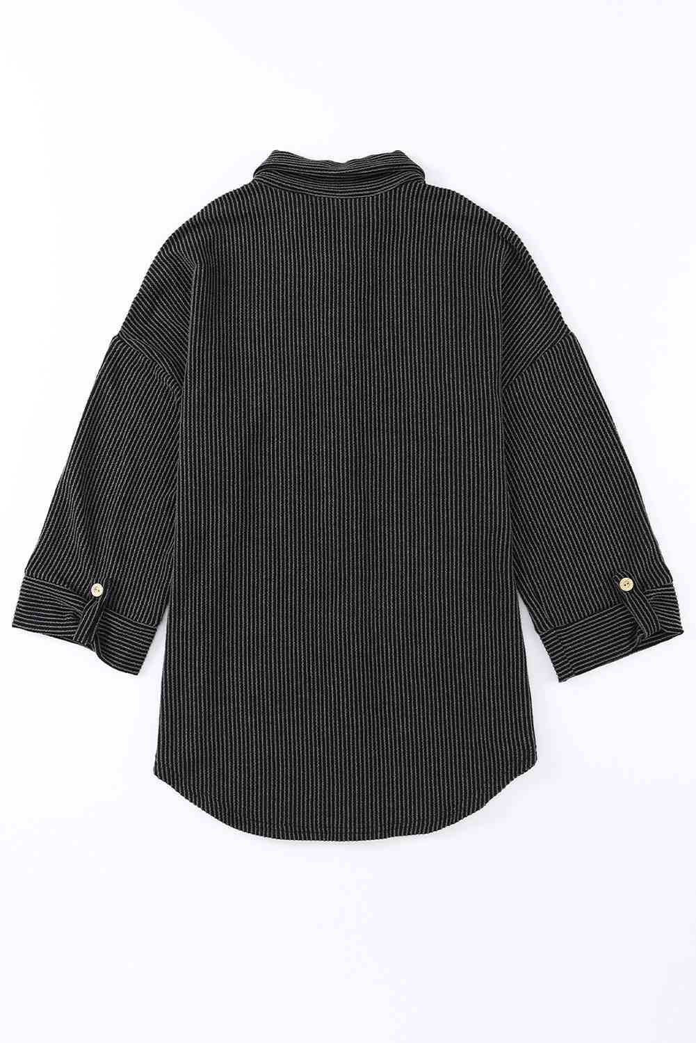 Dropped Shoulder Long Sleeve Shirt with Pockets