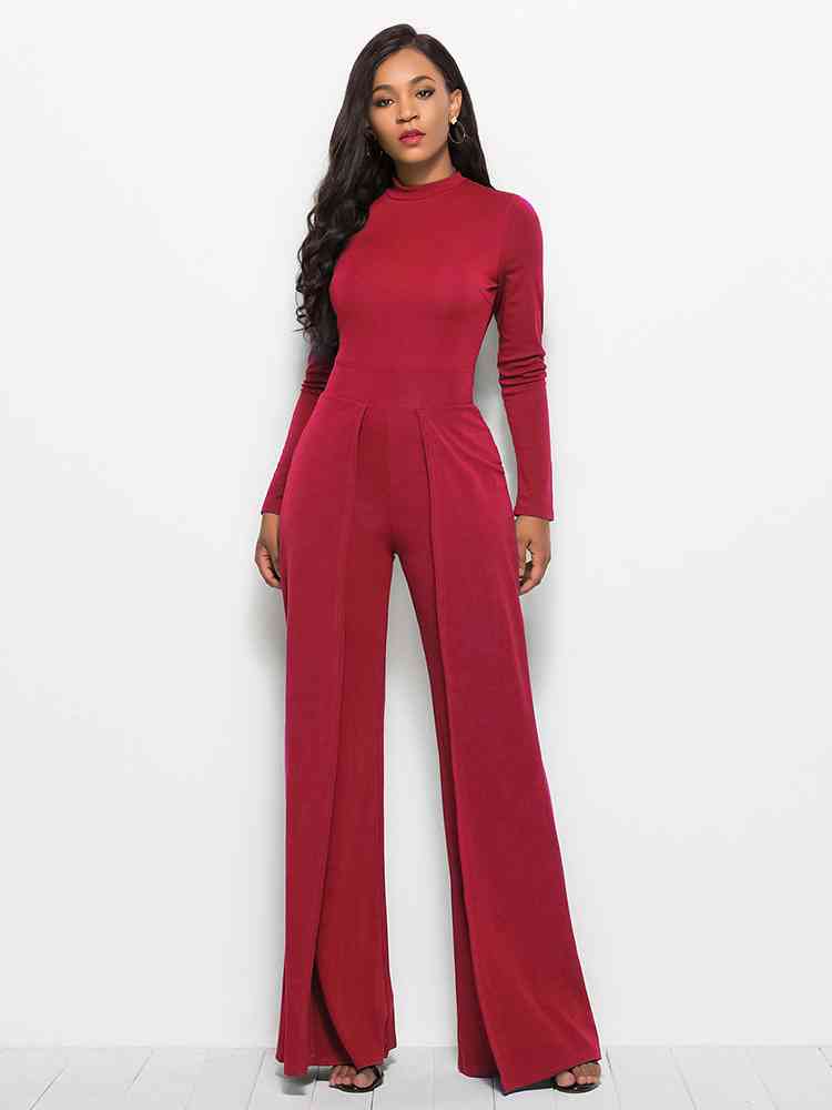 Long Sleeve Mock Neck Jumpsuit