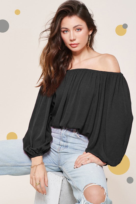 Off Shoulder Top with Lantern Sleeves