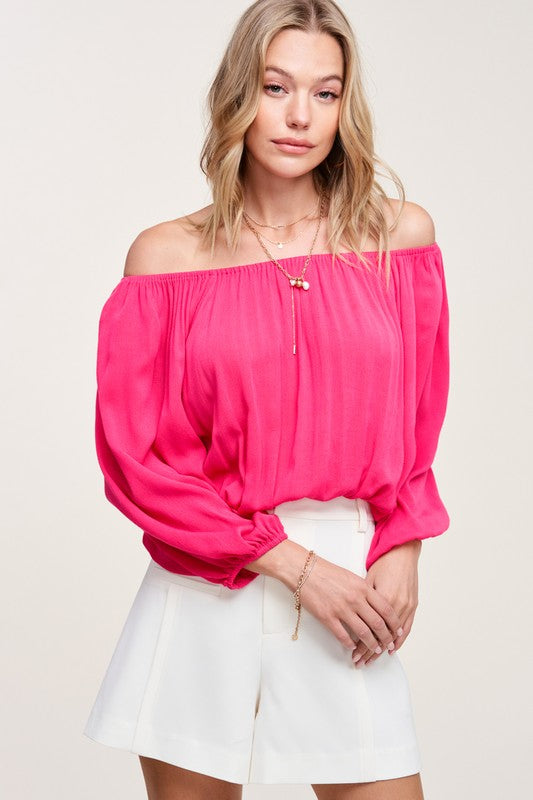 Off Shoulder Top with Lantern Sleeves