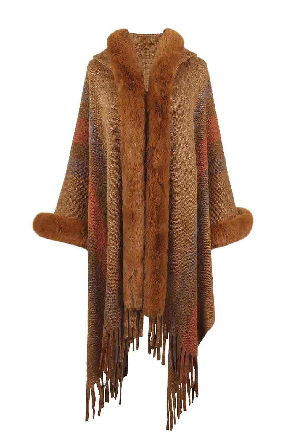Multi Color Fringe Detail Poncho