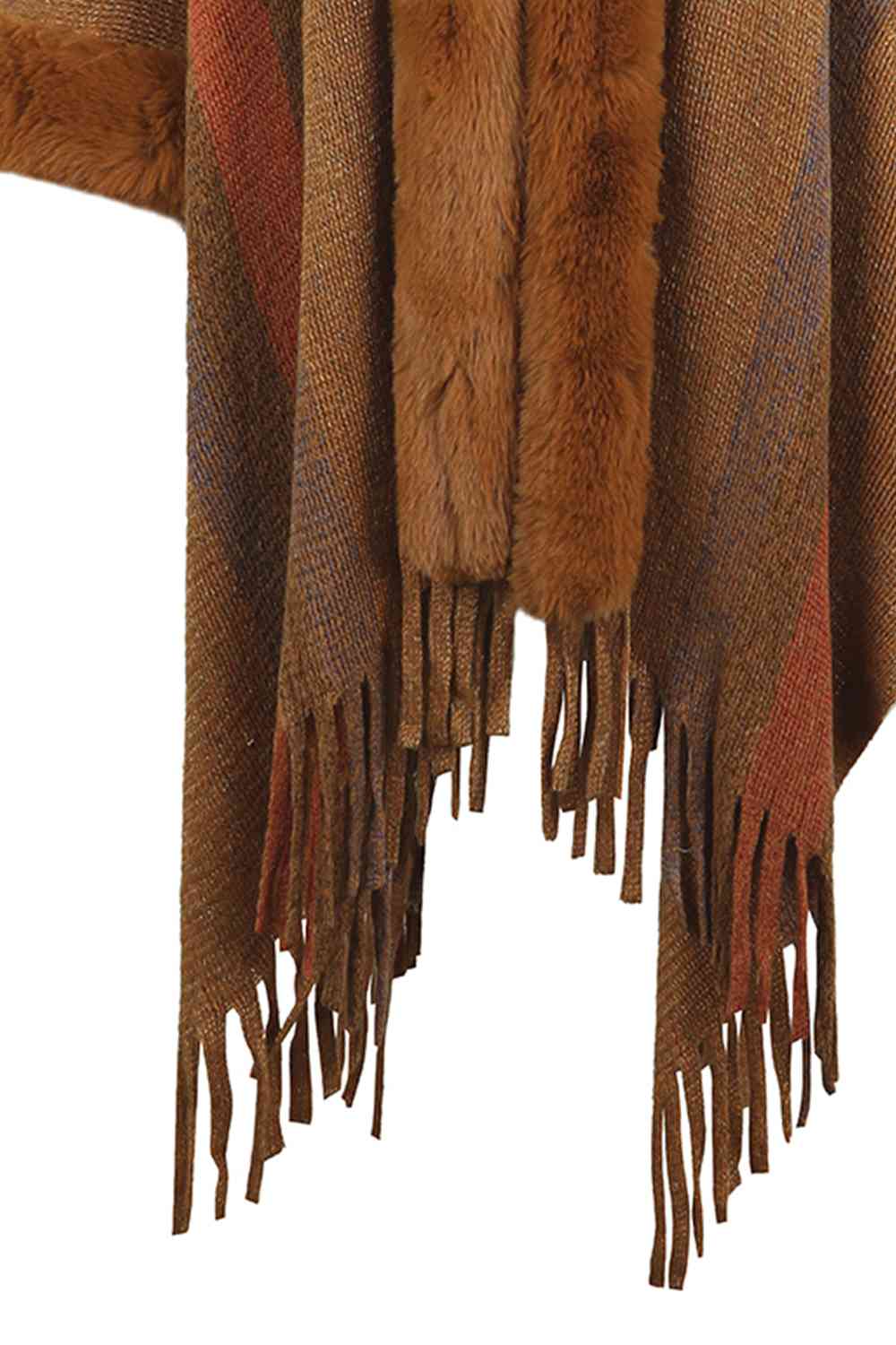 Multi Color Fringe Detail Poncho