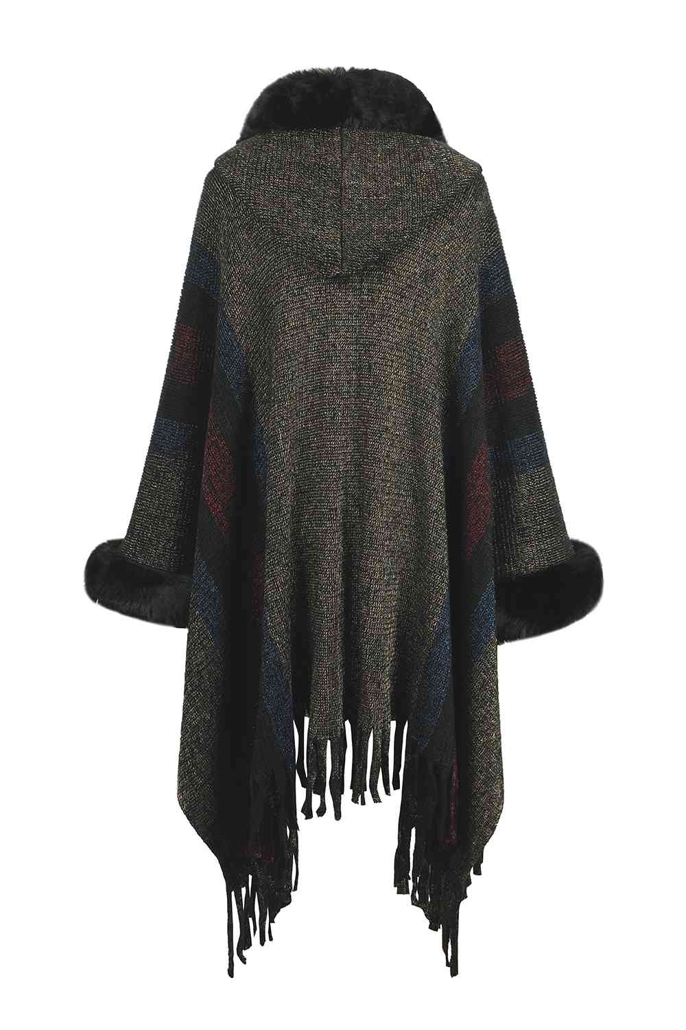Multi Color Fringe Detail Poncho
