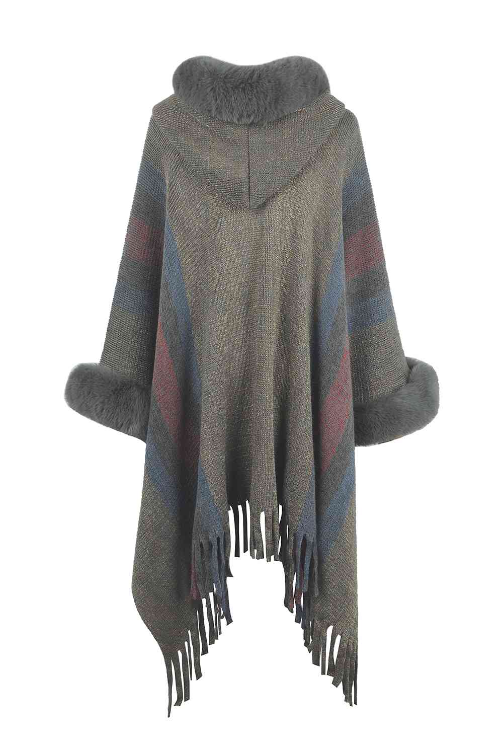 Multi Color Fringe Detail Poncho