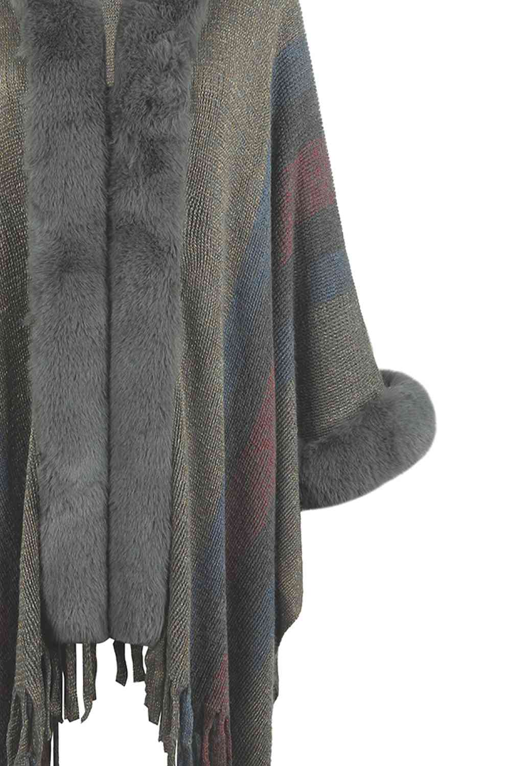 Multi Color Fringe Detail Poncho