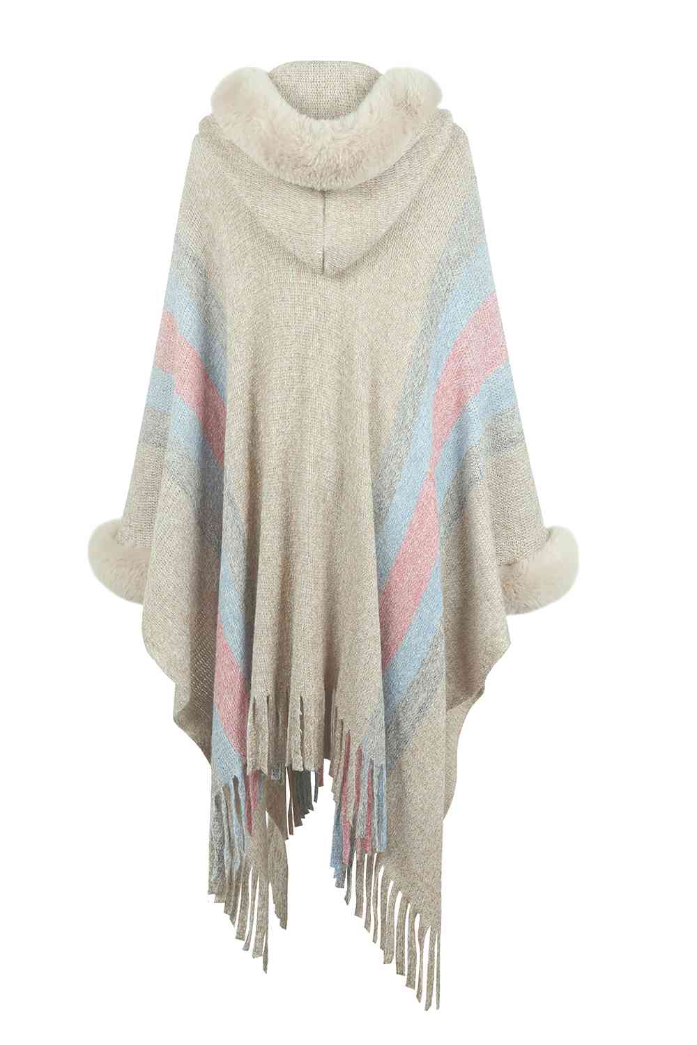 Multi Color Fringe Detail Poncho