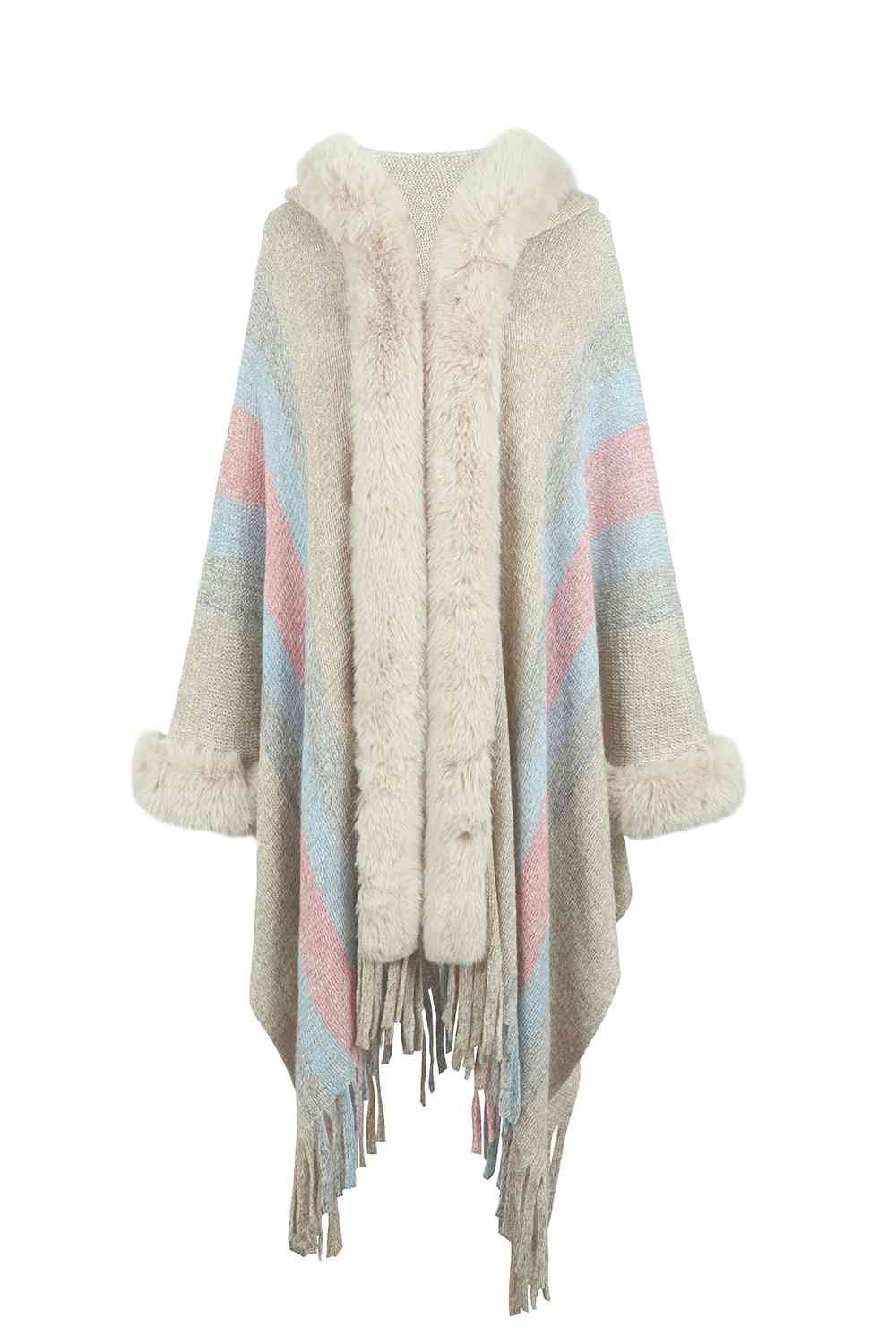 Multi Color Fringe Detail Poncho