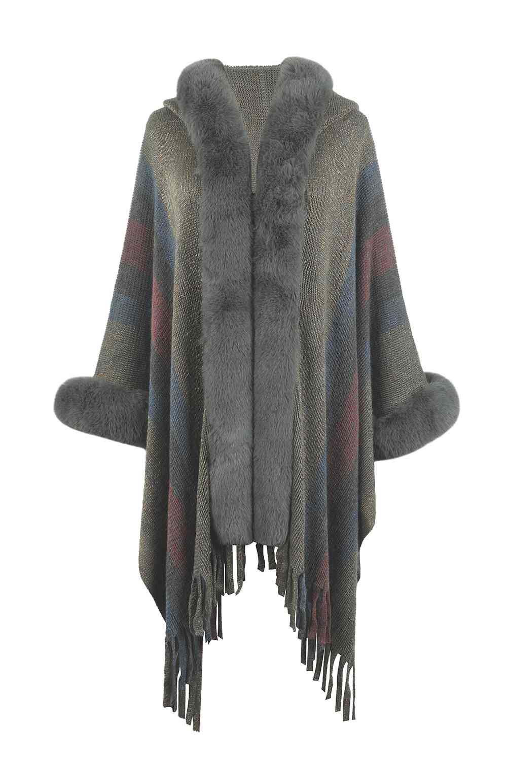 Multi Color Fringe Detail Poncho